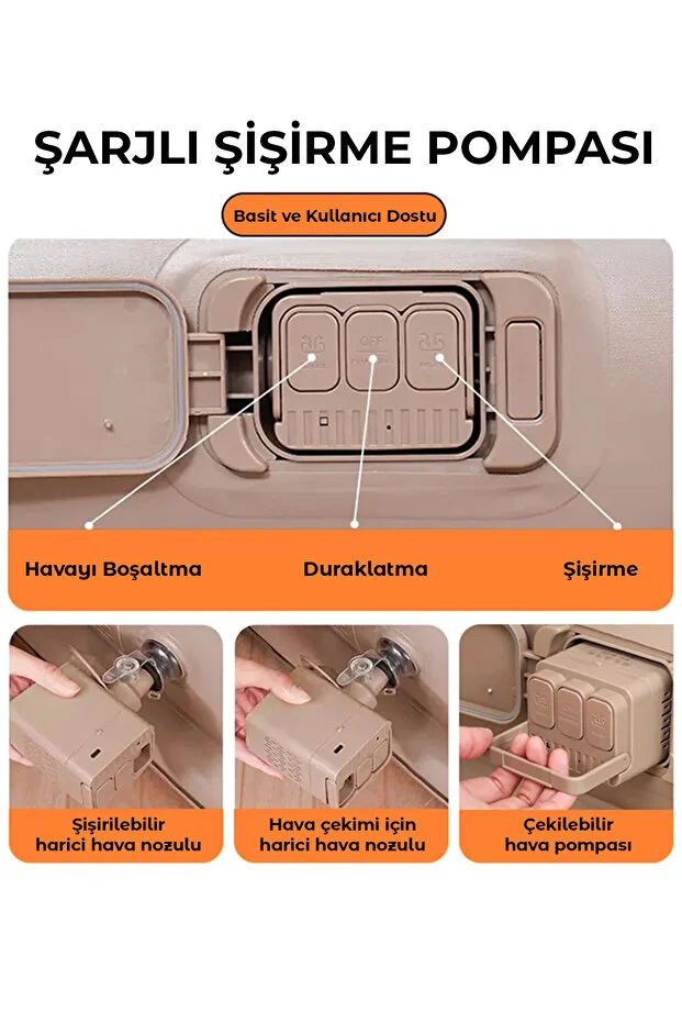 Kendi kendine şişen otomatik çift kişilik yatak